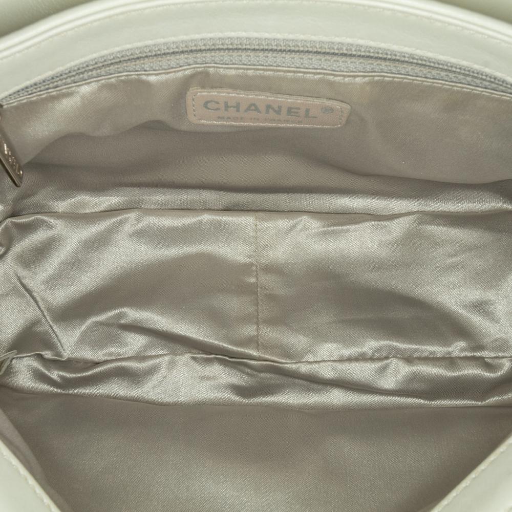 White Leather Chanel Flap Bag