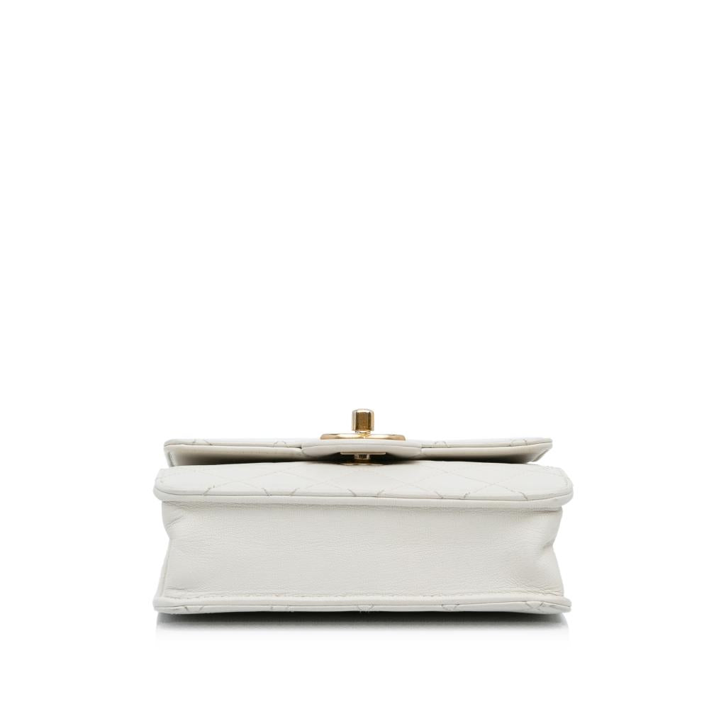 White Leather Chanel Flap Bag