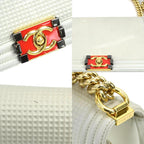 White Leather Chanel Shoulder Bag