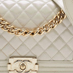 White Leather Chanel Flap Bag