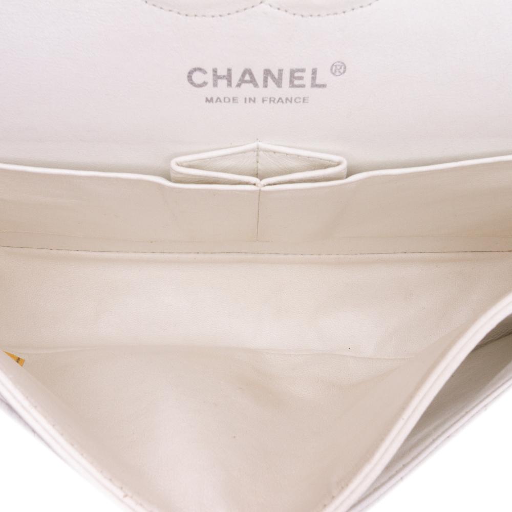 White Leather Chanel Flap Bag