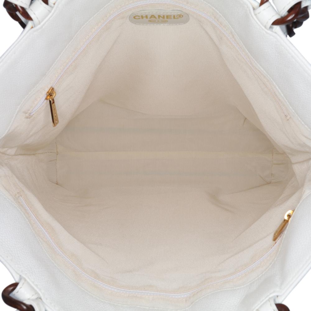 White Leather Chanel Tote