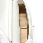 White Leather Chanel Flap Bag