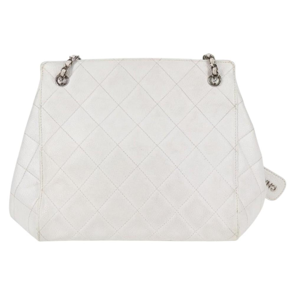 White Leather Chanel Shoulder Bag