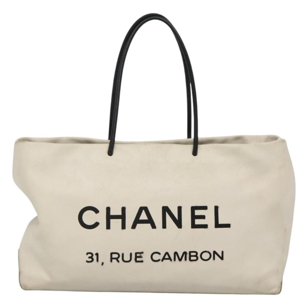 White Leather Chanel Tote