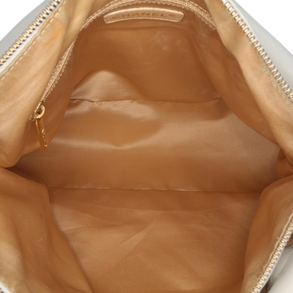 White Leather Chanel Tote