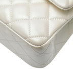White Leather Chanel Flap Bag
