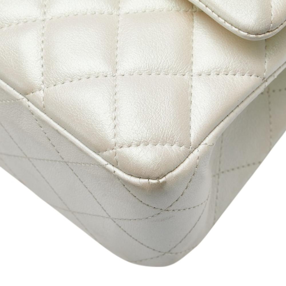 White Leather Chanel Flap Bag