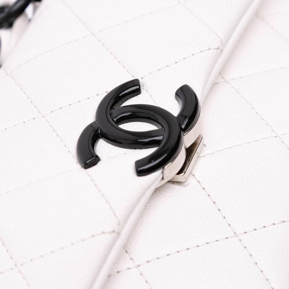 White Leather Chanel Flap Bag