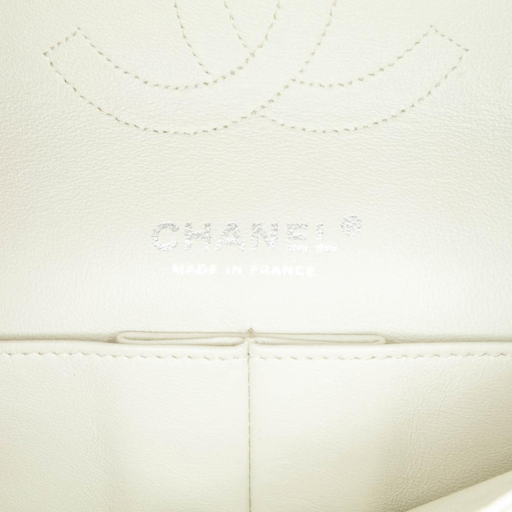 White Leather Chanel Flap Bag