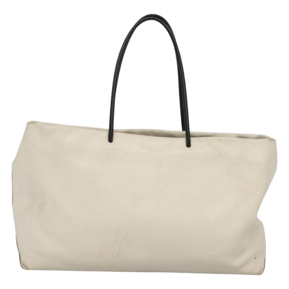 White Leather Chanel Tote