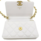 White Leather Chanel Wallet On Chain