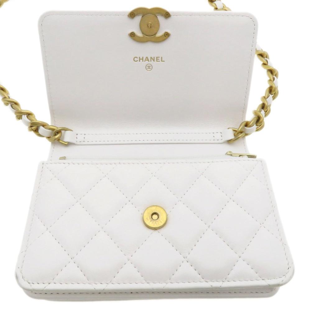 White Leather Chanel Wallet On Chain