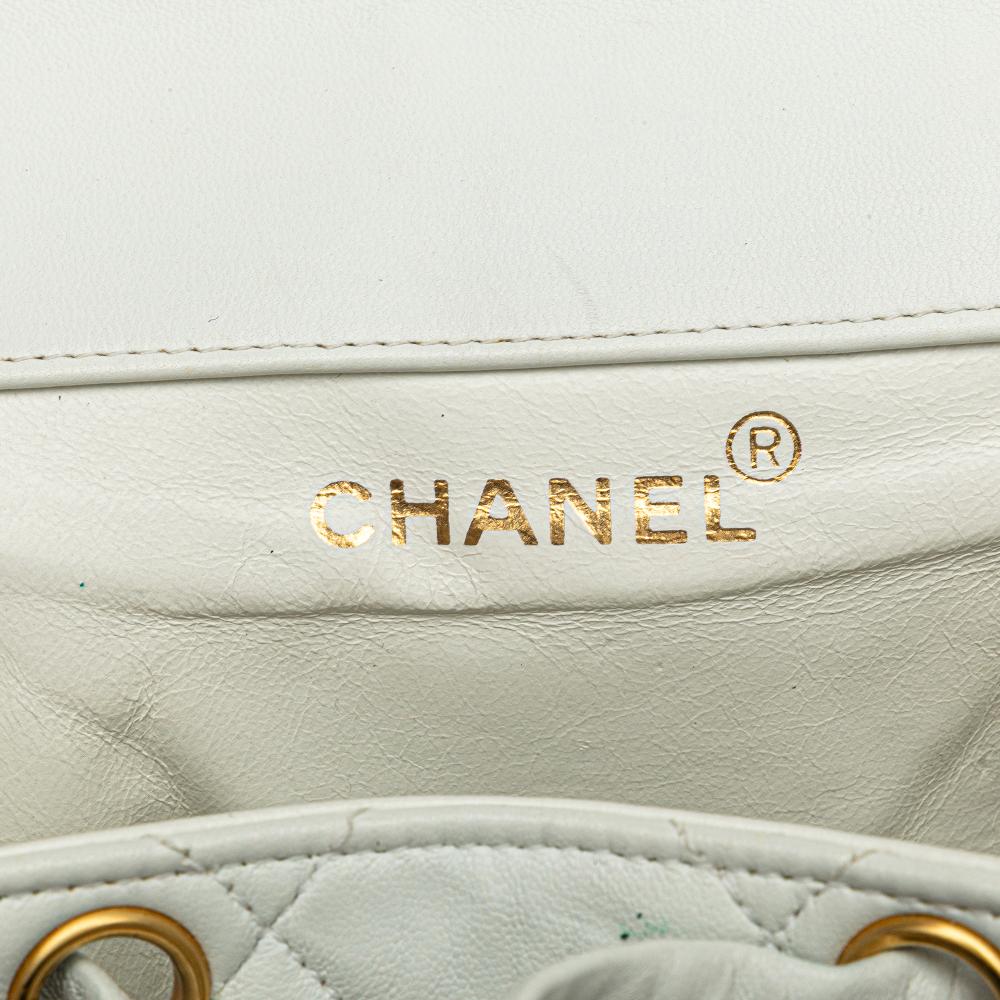 White Leather Chanel Backpack