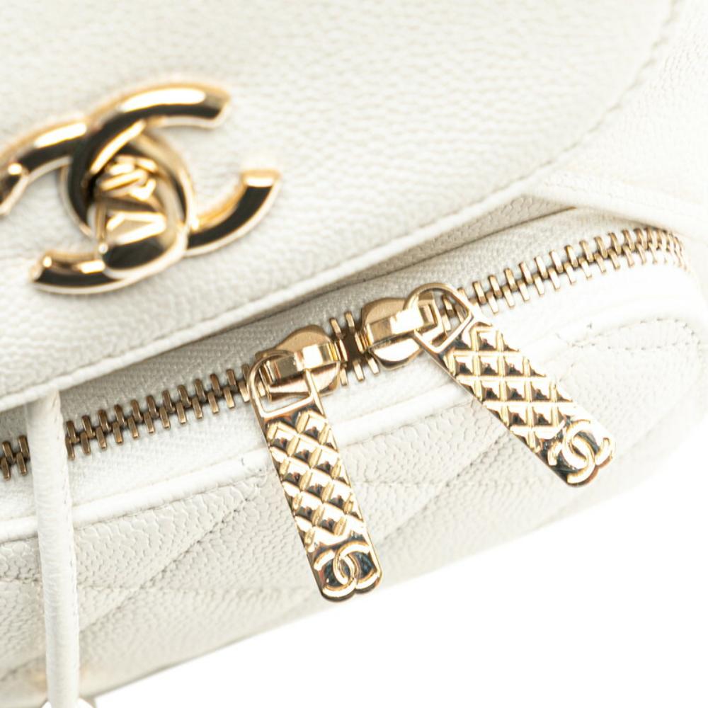 White Leather Chanel Backpack