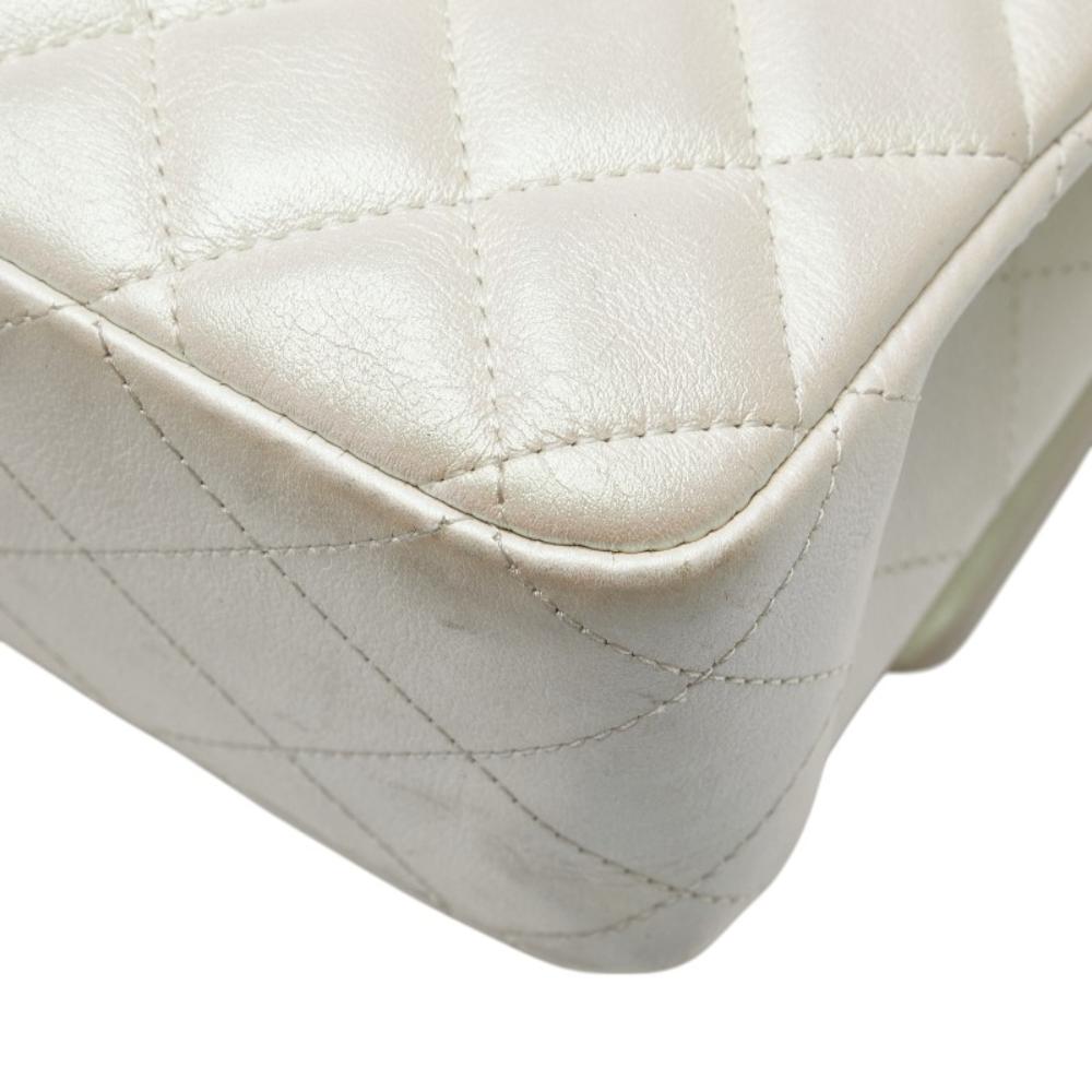 White Leather Chanel Flap Bag