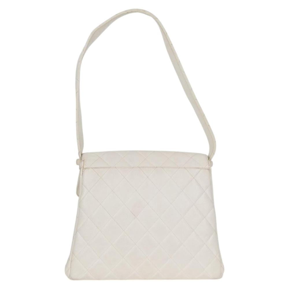 White Leather Chanel Shoulder Bag