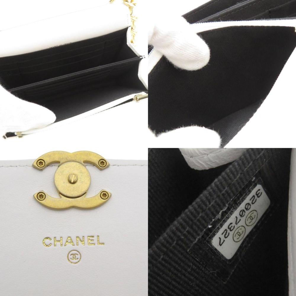 White Leather Chanel Wallet On Chain