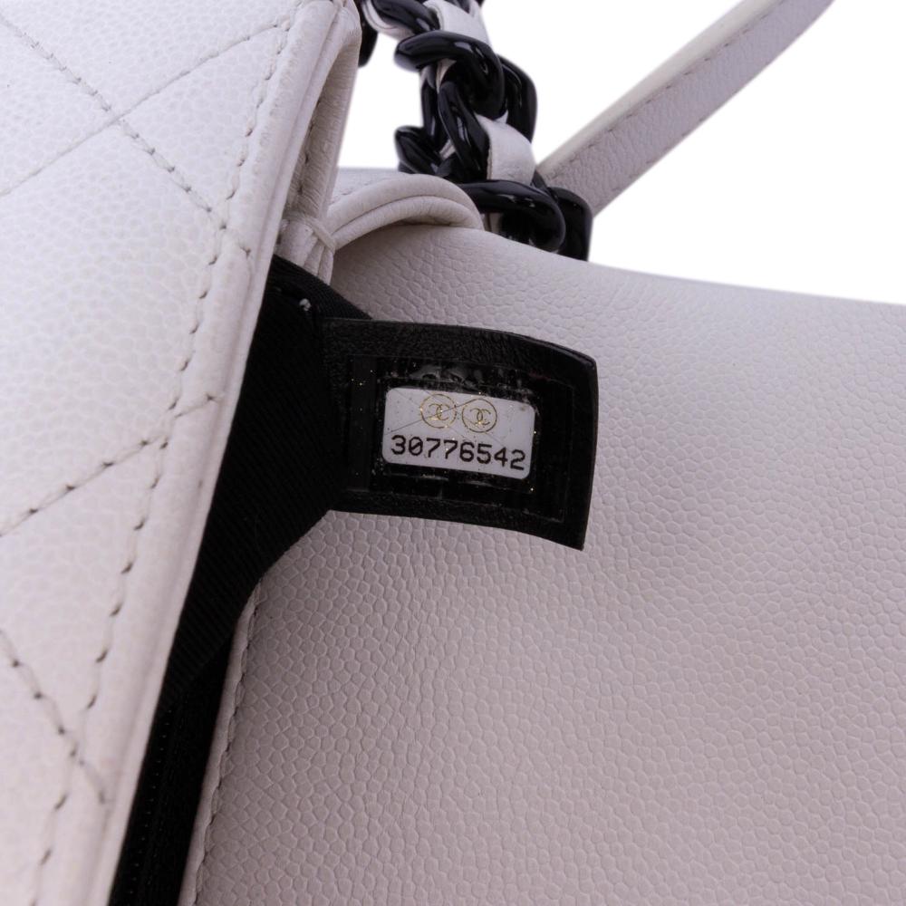 White Leather Chanel Flap Bag