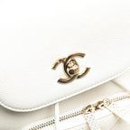 White Leather Chanel Backpack