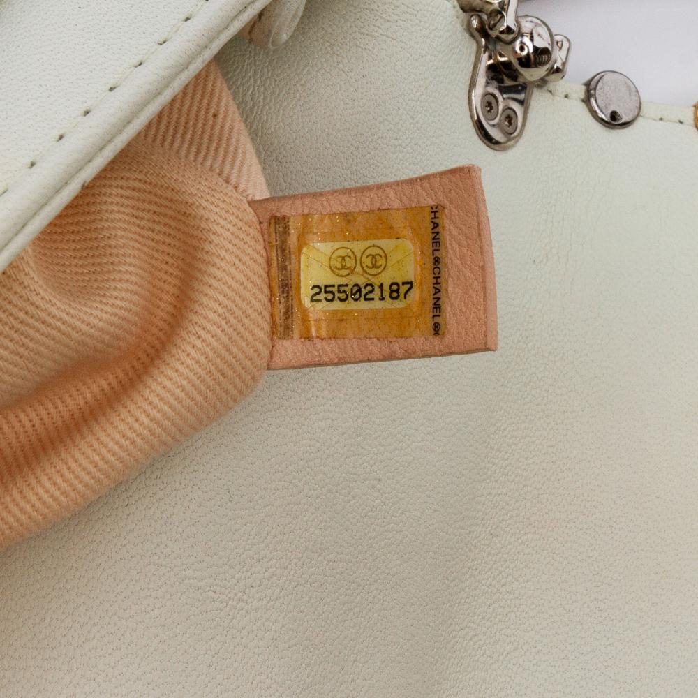 White Leather Chanel Flap Bag