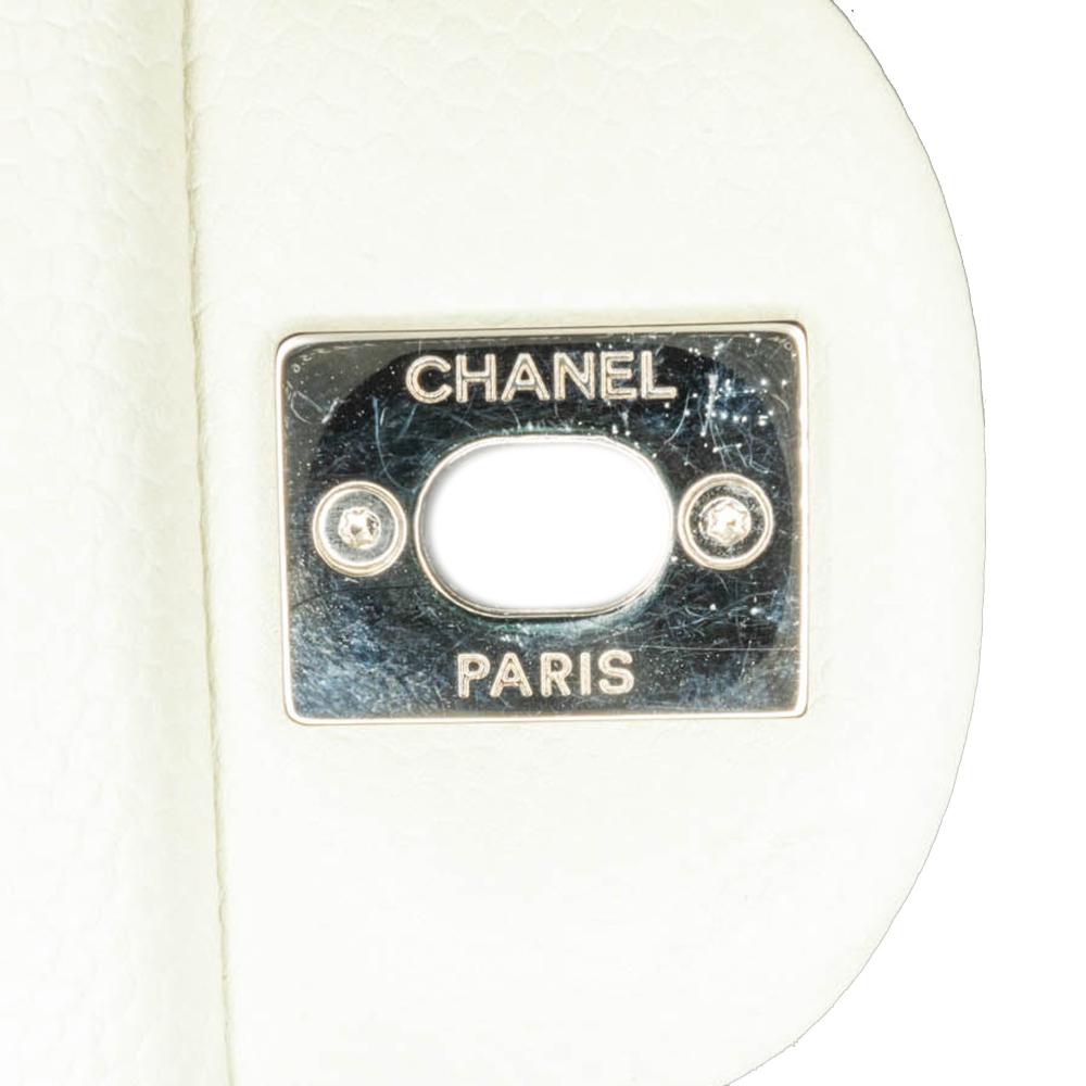 White Leather Chanel Flap Bag