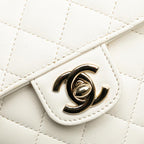 White Leather Chanel Flap Bag