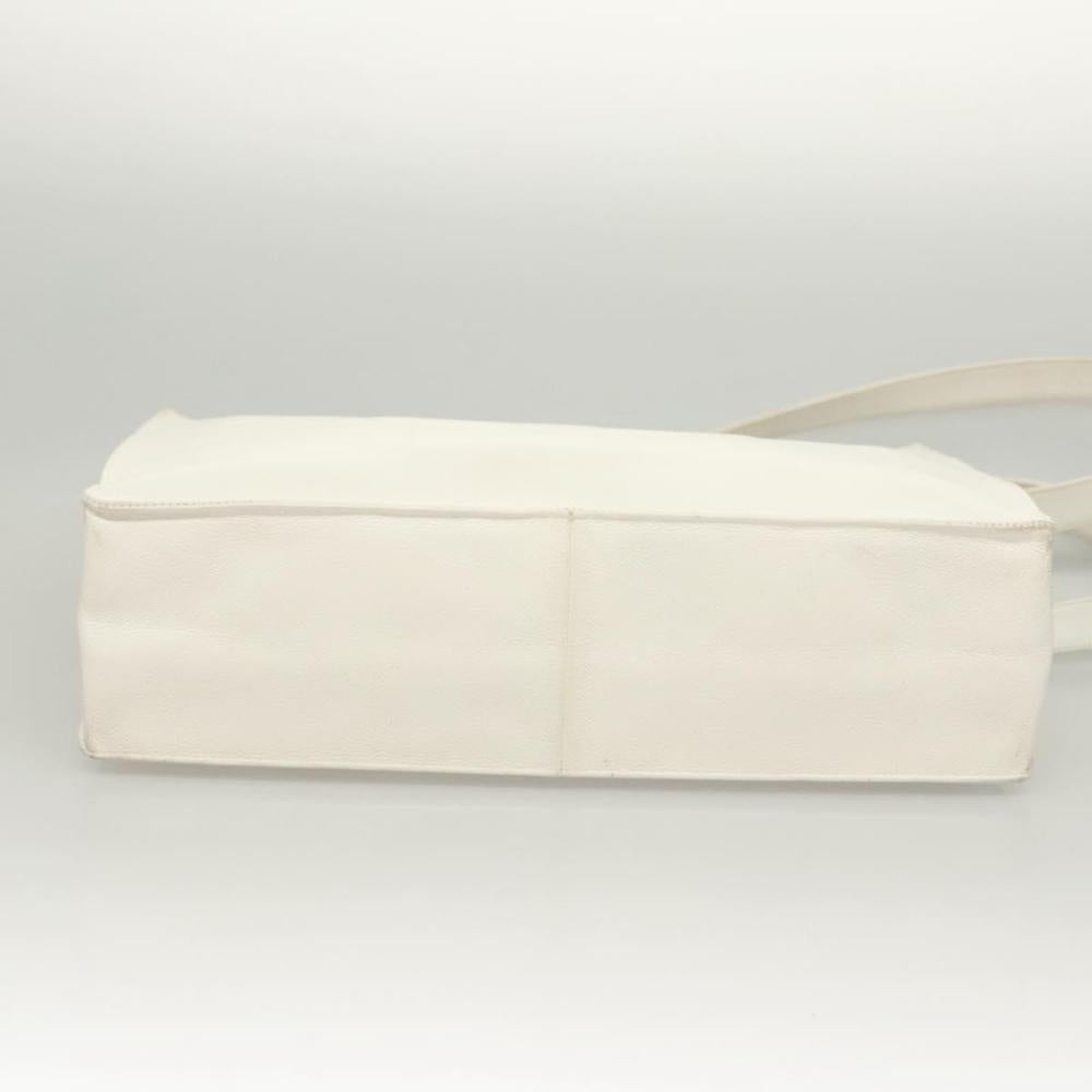 White Leather Chanel Tote