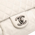 White Leather Chanel Flap Bag