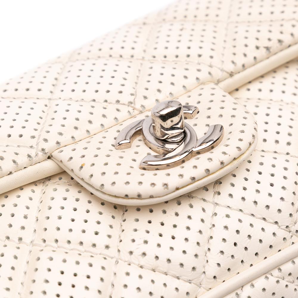 White Leather Chanel Flap Bag