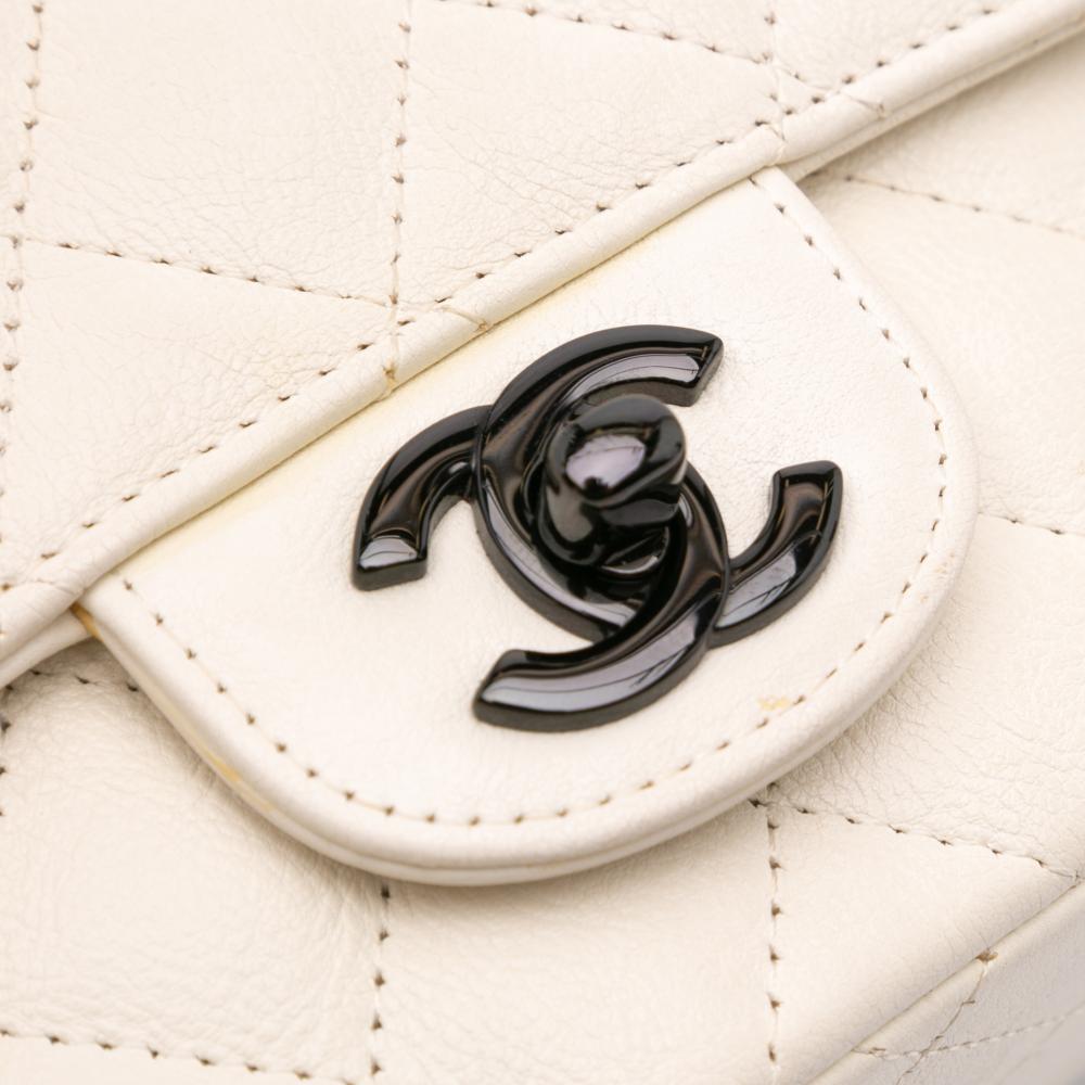 White Leather Chanel Flap Bag