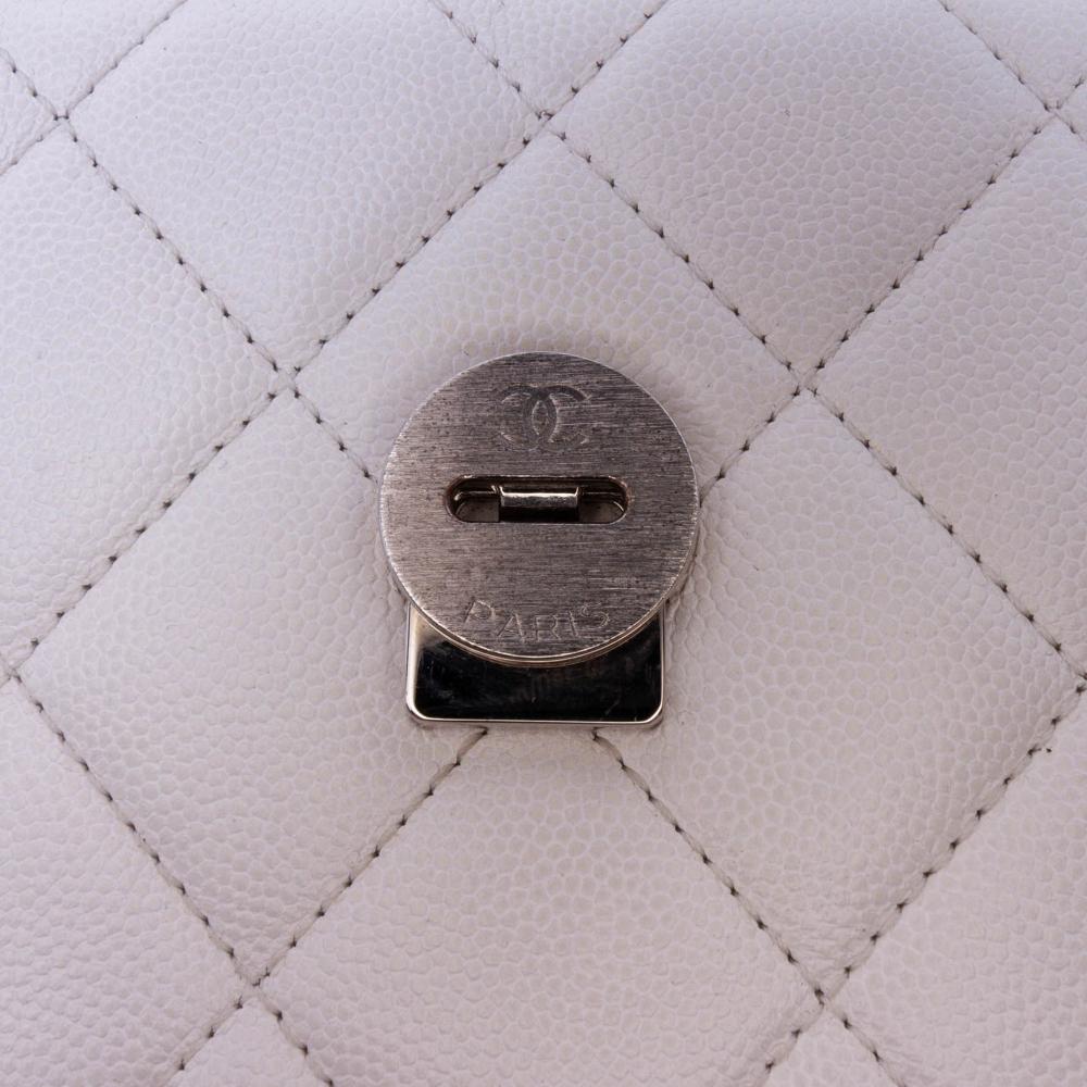White Leather Chanel Flap Bag