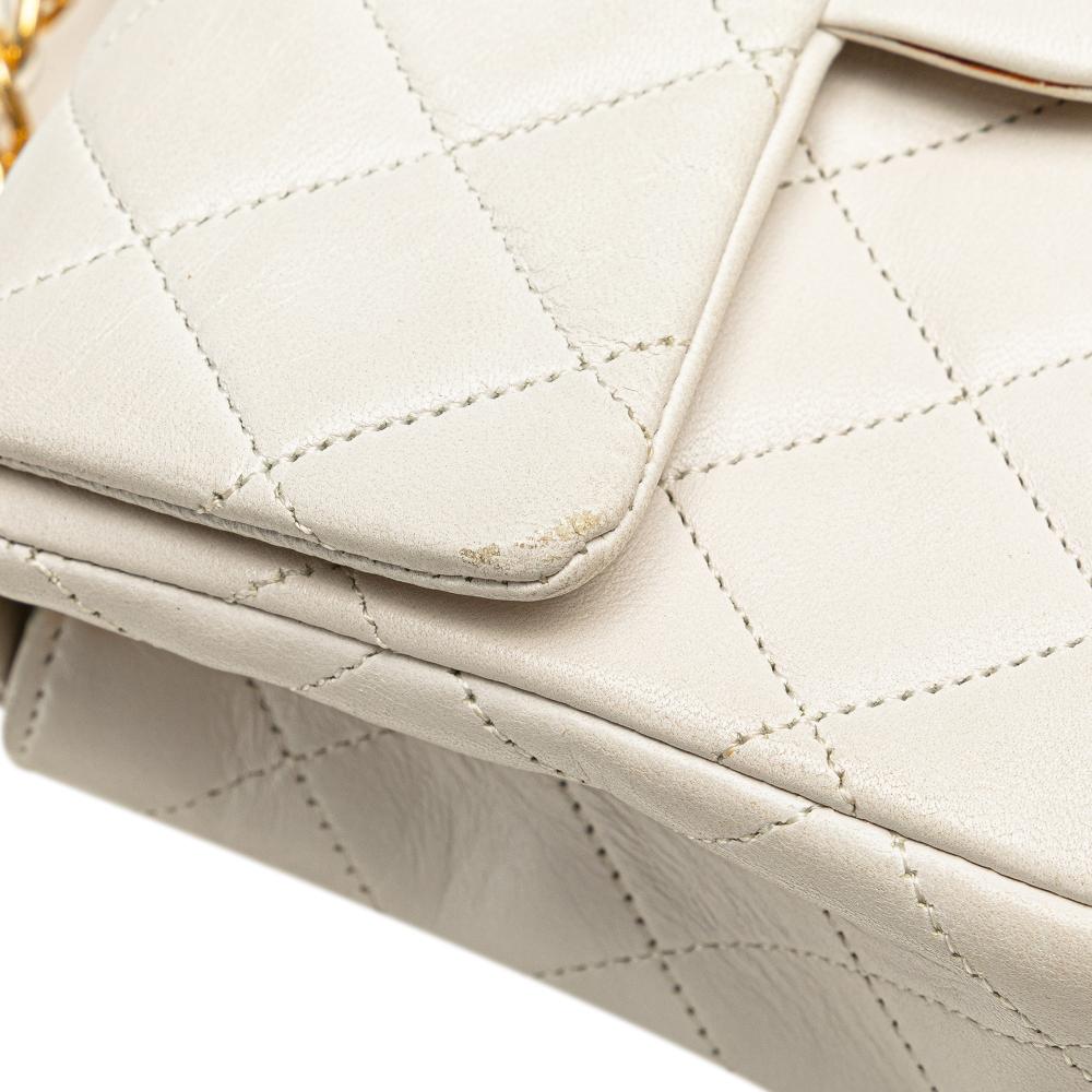 White Leather Chanel Flap Bag