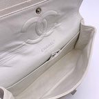 White Leather Chanel Flap Bag