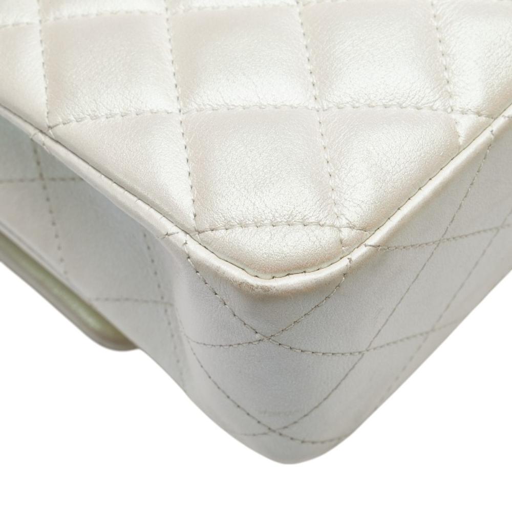 White Leather Chanel Flap Bag