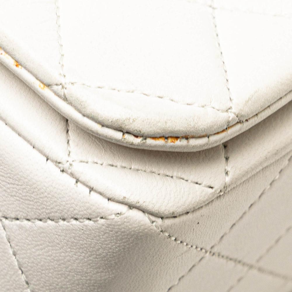 White Leather Chanel Flap Bag