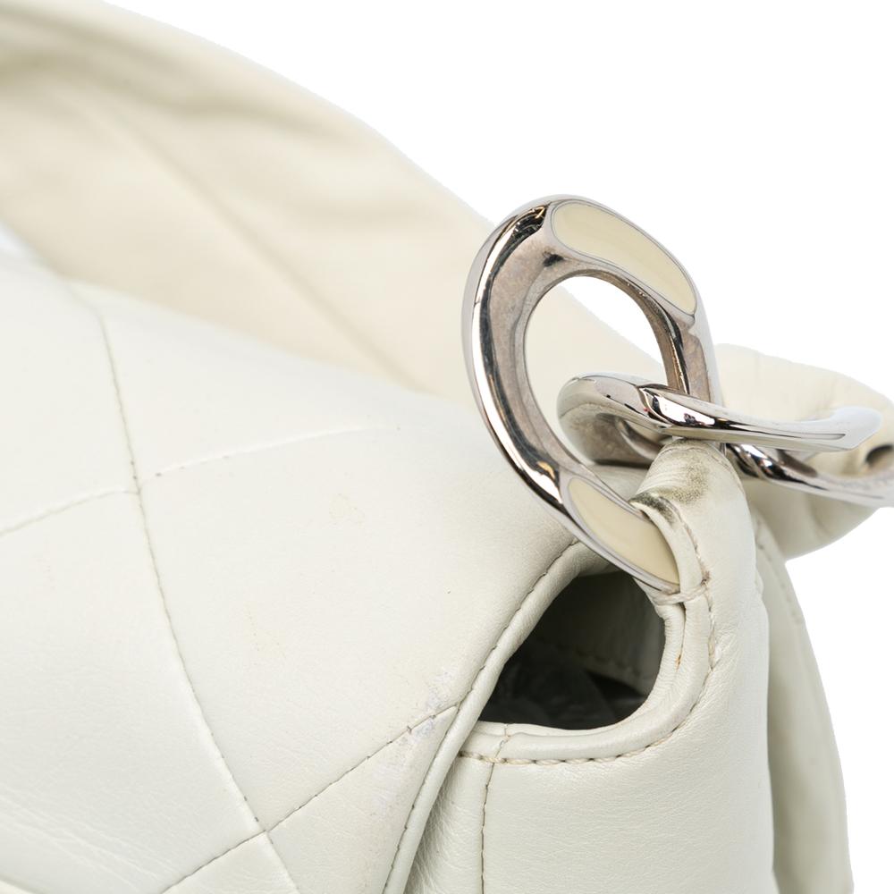 White Leather Chanel Flap Bag
