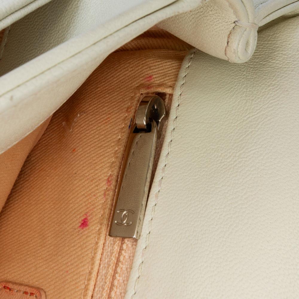 White Leather Chanel Flap Bag