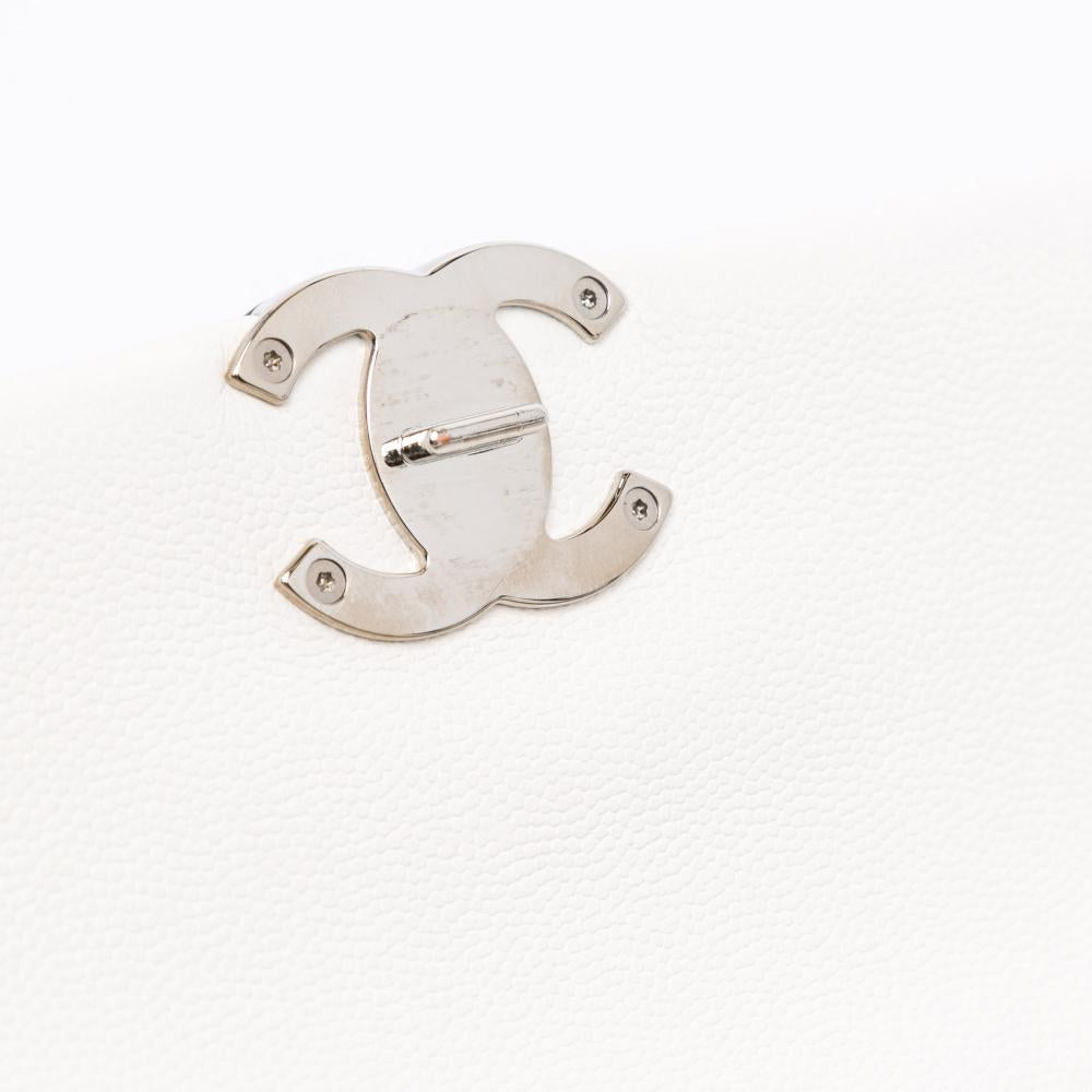White Leather Chanel Flap Bag