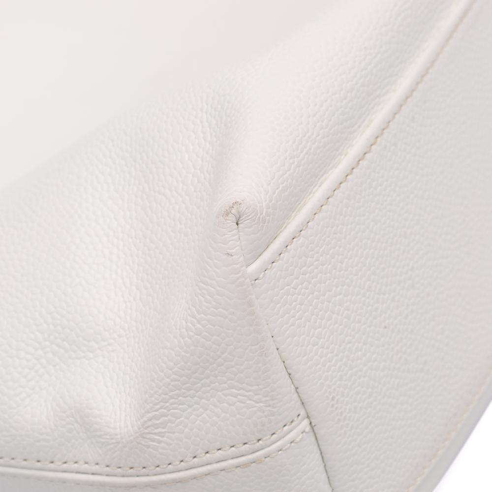White Leather Chanel Tote