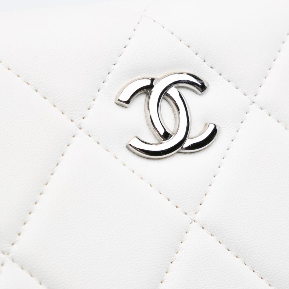 White Leather Chanel Clutch