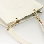 White Leather Chanel Tote