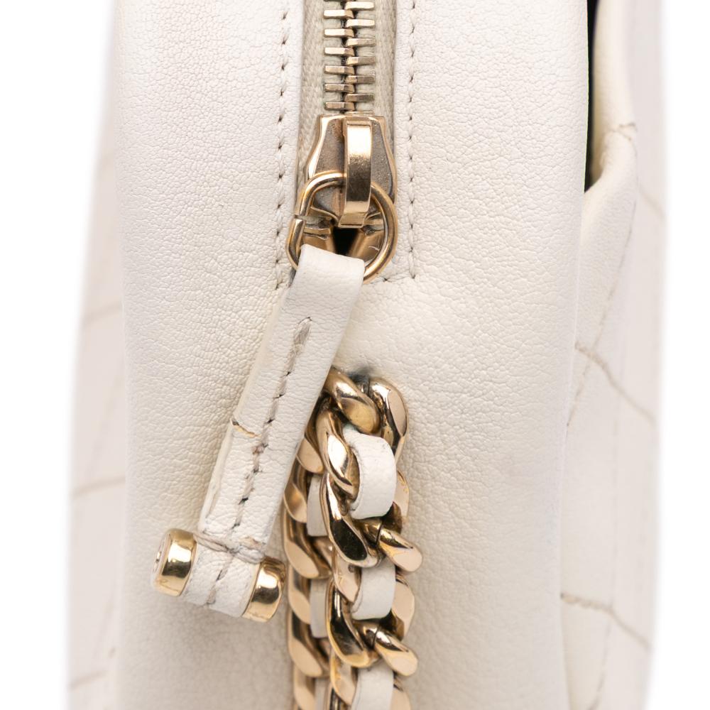White Leather Chanel Crossbody Bag