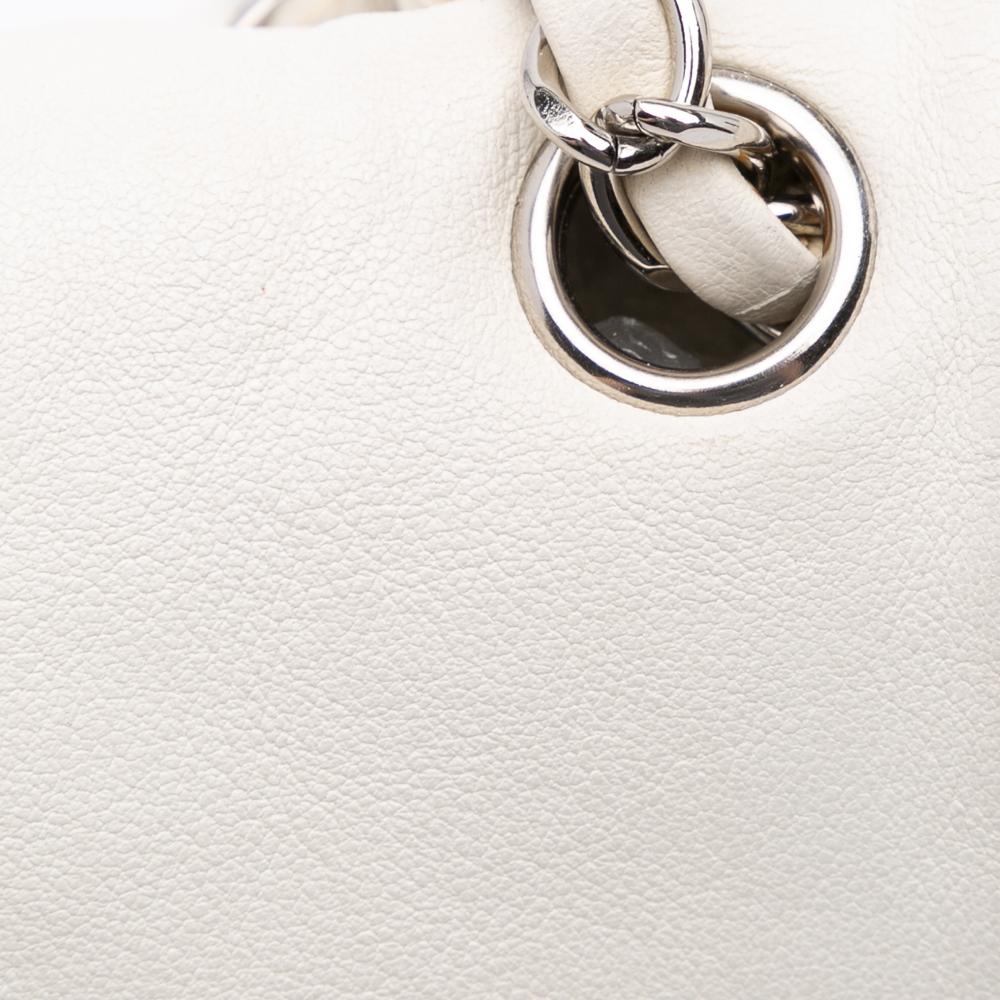 White Leather Chanel Flap Bag