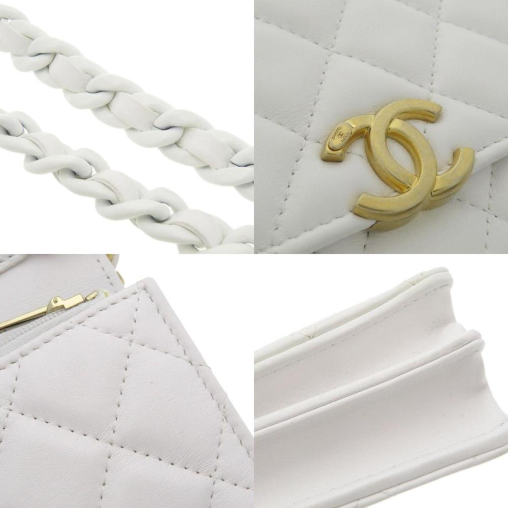 White Leather Chanel Wallet On Chain
