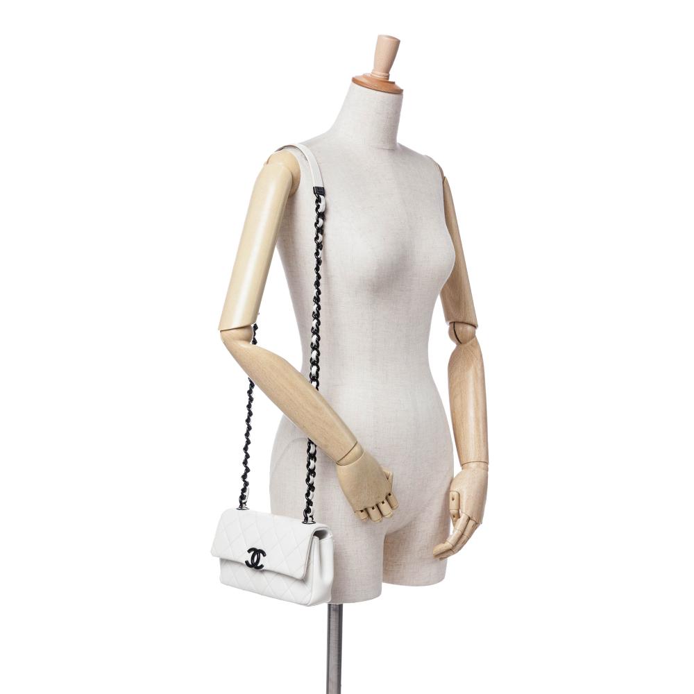 White Leather Chanel Flap Bag