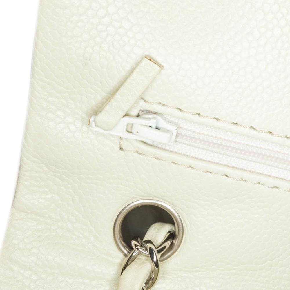 White Leather Chanel Flap Bag