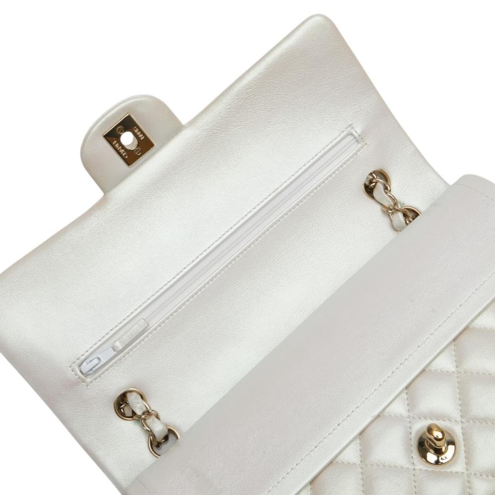 White Leather Chanel Flap Bag