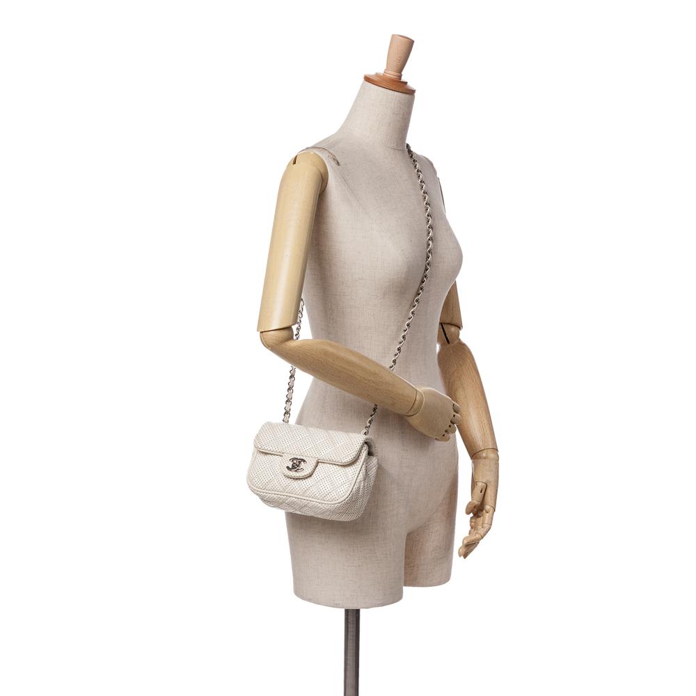 White Leather Chanel Flap Bag