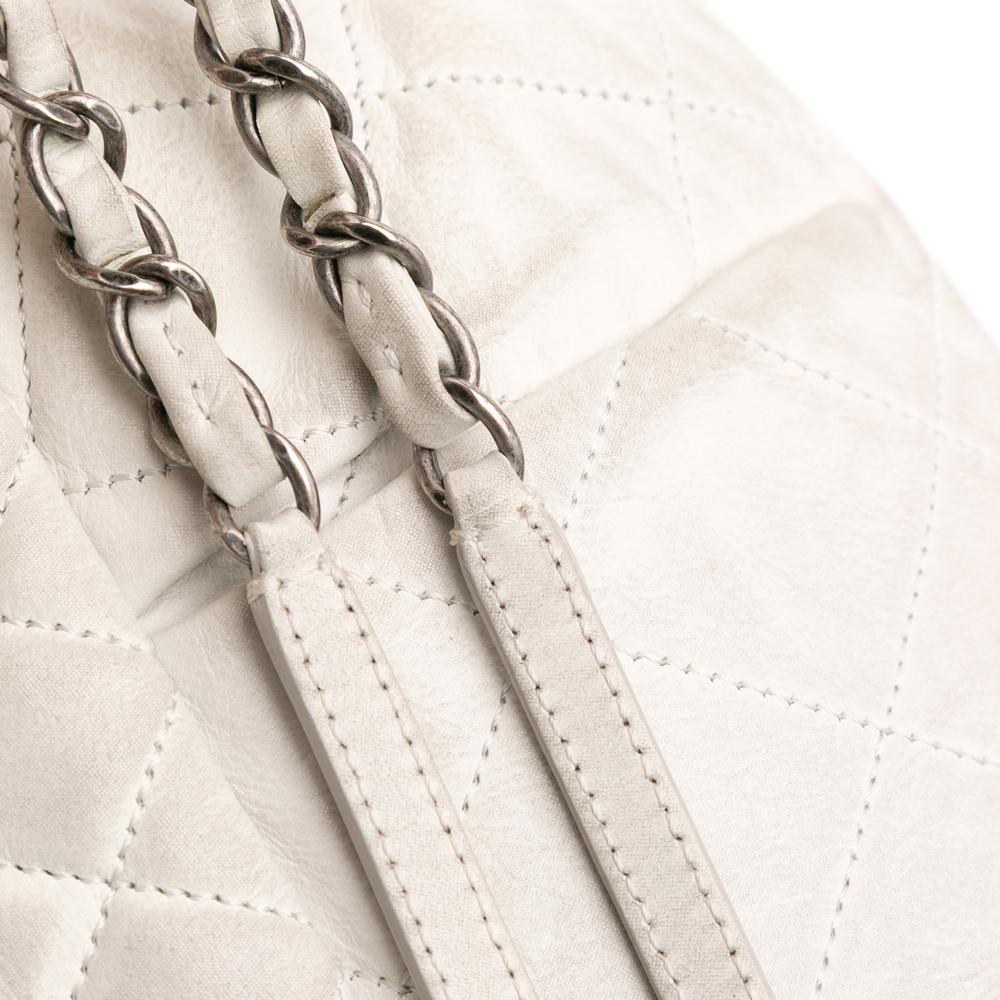 White Leather Chanel Flap Bag